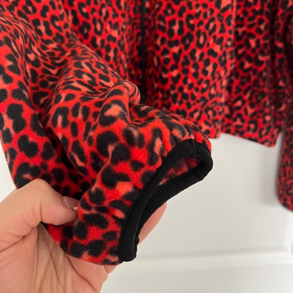 Fabletics Leopard Print Fleece Crop Zip Up Jacket - image 3